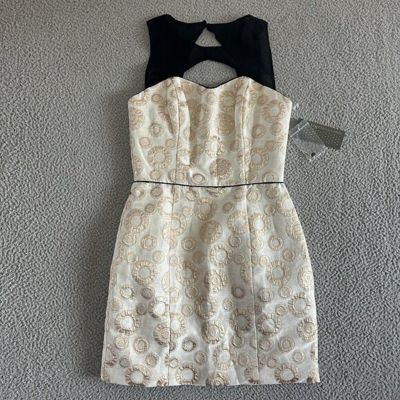 Corey Lynn Calter Mini Dress Metallic Gold Silk Top and Lining Sheath - Picture 12 of 16